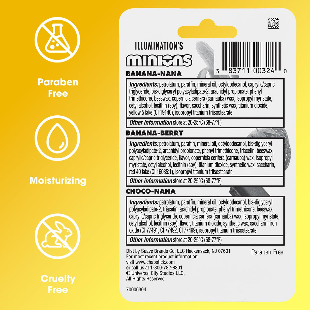 Macro view of ChapStick Minions balm texture showing smooth application