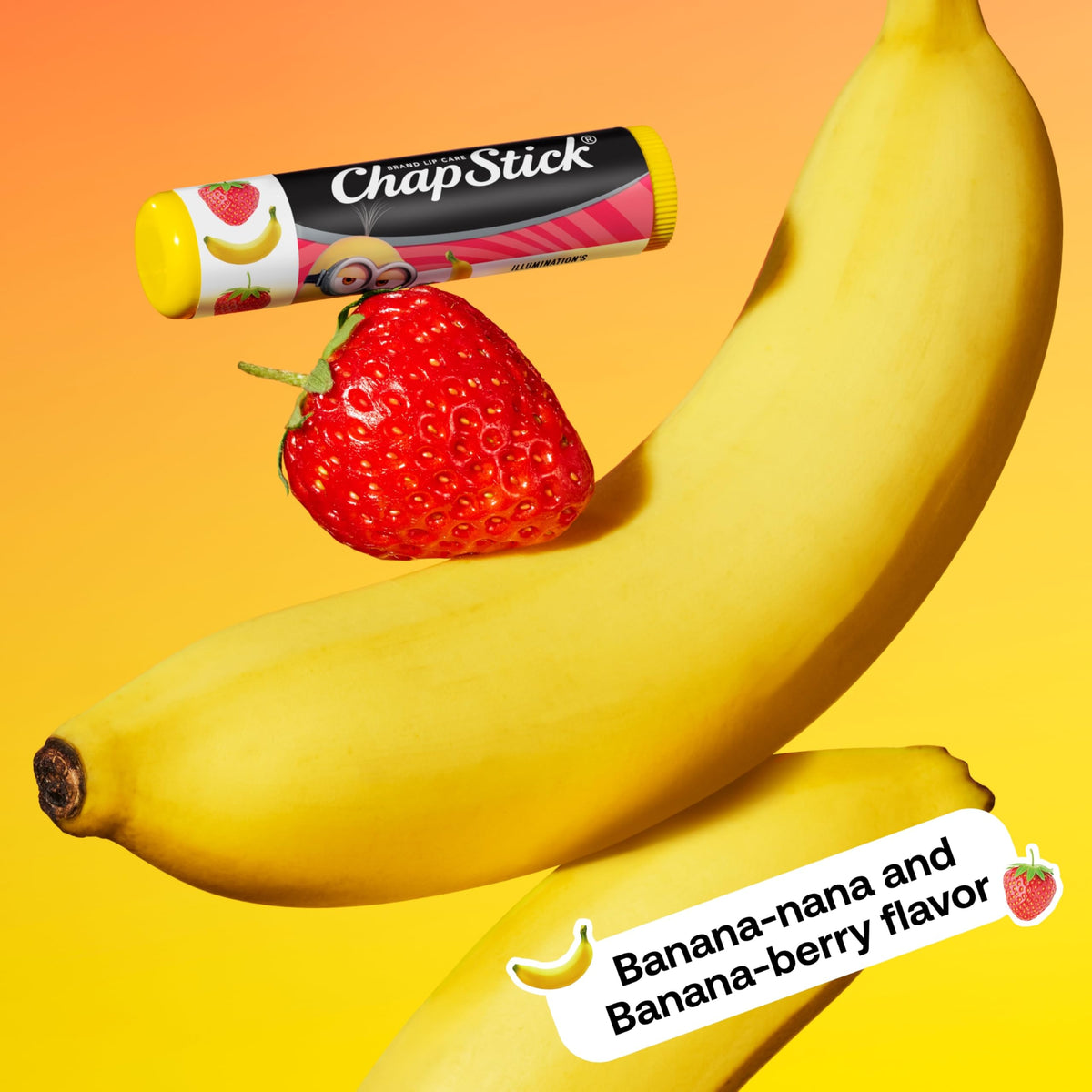 ChapStick Minions tube label detail with logo and flavor text for trustworthy brand recognition
