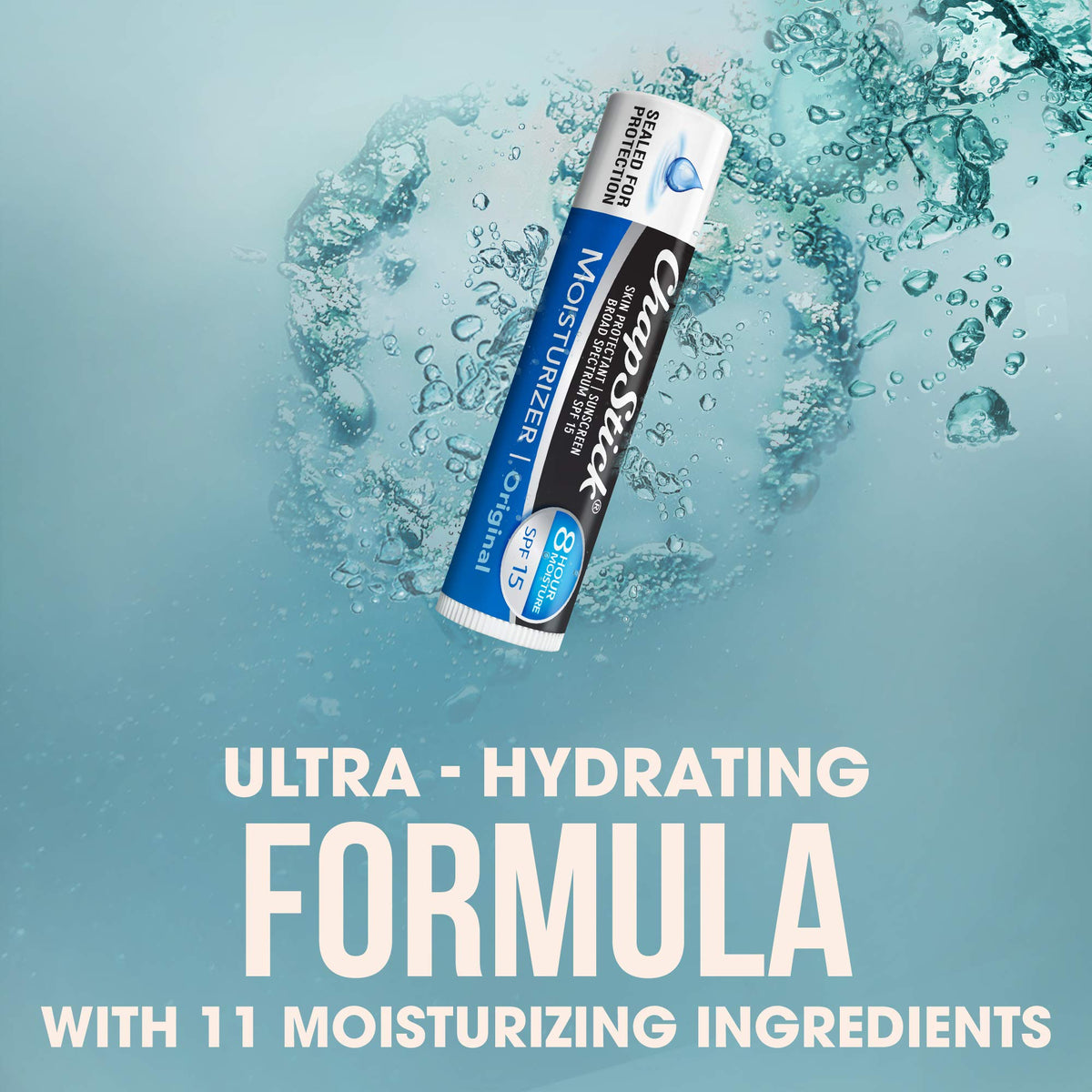 Open ChapStick tube texture visible for smooth, non-greasy glide