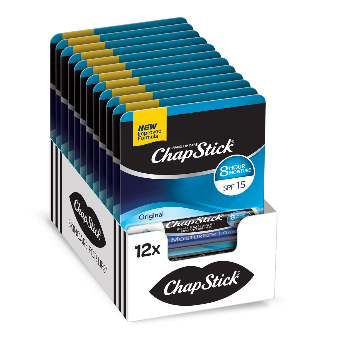 ChapStick original moisturizer front packaging showing tube and branding benefit hydration