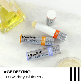 ChapStick Total Hydration ingredients arranged to show natural oils and nutrient benefits