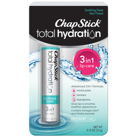 ChapStick total hydration front tube showing packaging and clear benefits