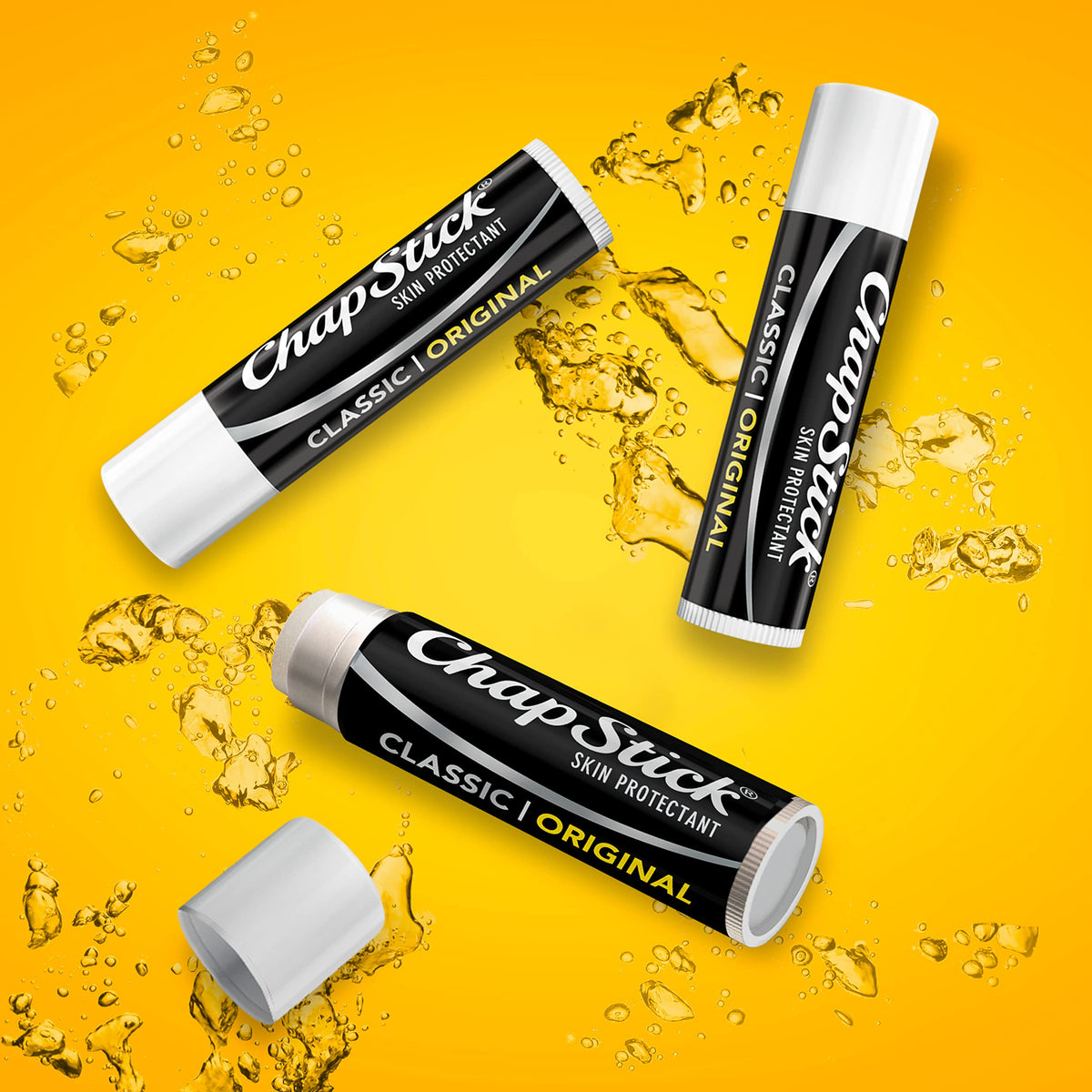 Close-up of ChapStick Classic balm texture highlighting smooth glide and softening benefit