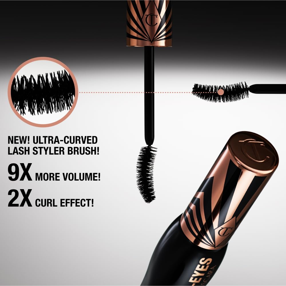 Charlotte Tilbury application close-up on lashes creating dramatic lift and separation