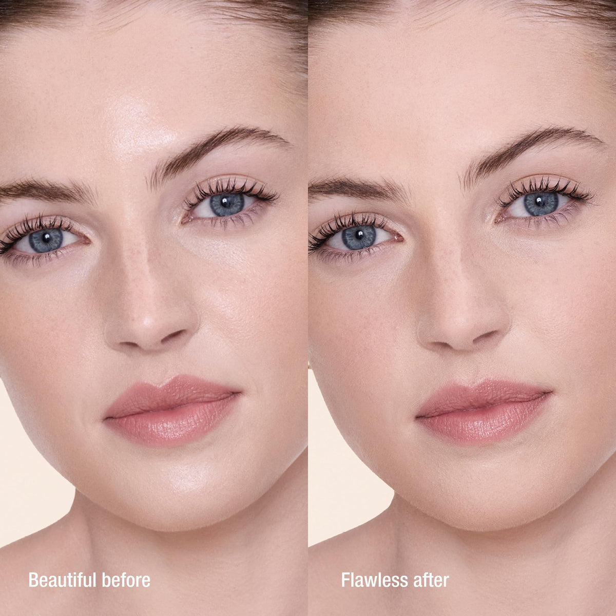 Charlotte Tilbury application with brush demonstrating effortless setting and shine control