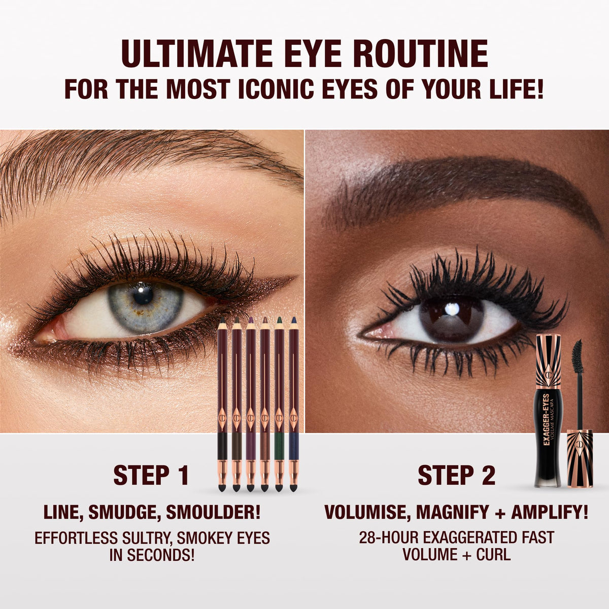 Charlotte Tilbury pencil used to create a sharp feline flick for drama