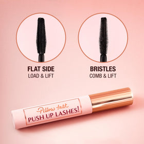 Charlotte Tilbury before and after lash comparison showing amplified volume and length