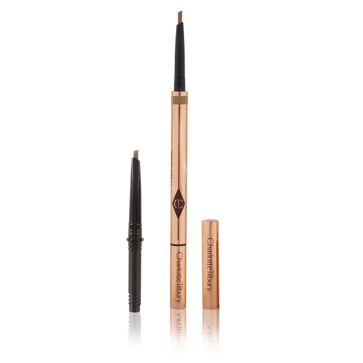 Charlotte Tilbury Brow Cheat refill demonstration showing sustainable refill option benefit