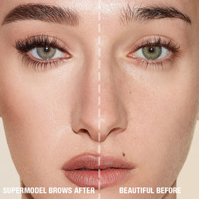 Charlotte Tilbury Brow Cheat beside coin to show slim, travel-friendly size