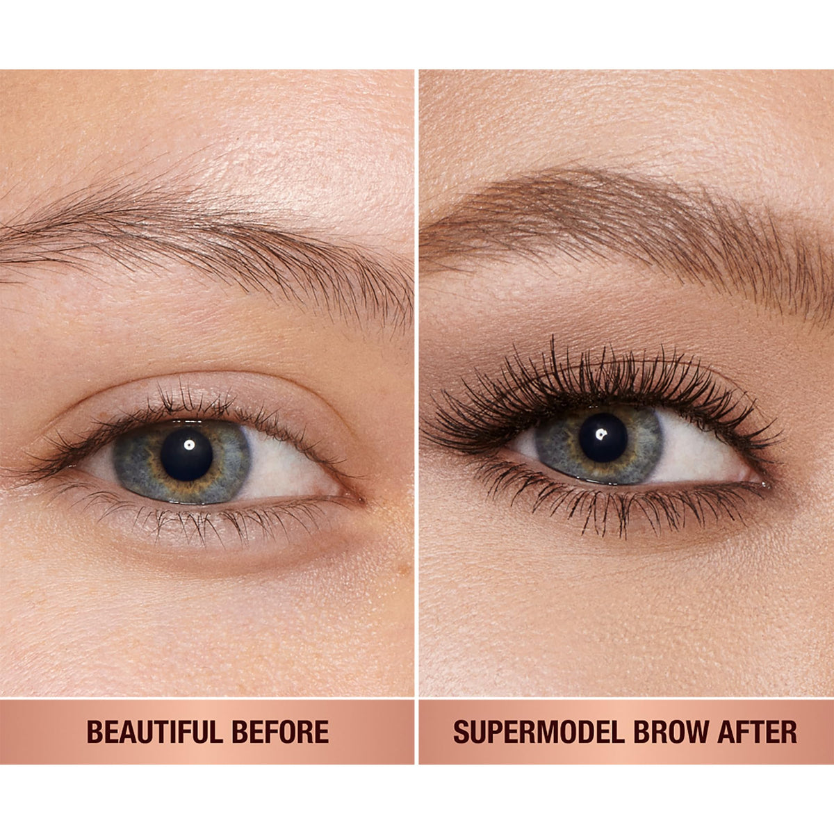 Charlotte Tilbury swatch stroke showing Soft Brown texture and buildable pigment