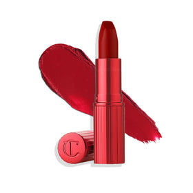 Charlotte Tilbury front packaging showing cinematic red bold color and luxury finish