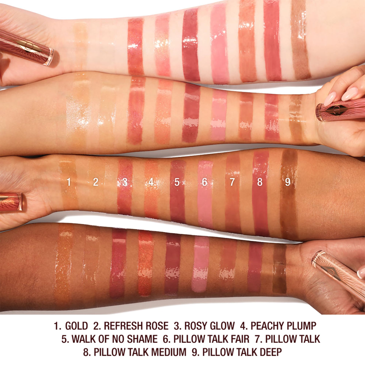 Charlotte Tilbury Collagen Lip Bath gloss texture swirl, displays hydrating, high-shine finish