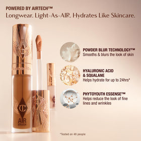 Charlotte Tilbury bottle label on shade 2 fair displaying shade accuracy benefit