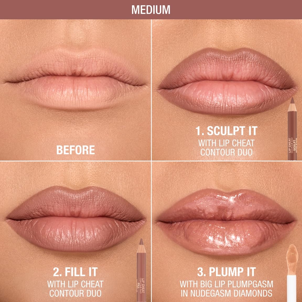 Charlotte Tilbury SCULPT tip close-up displaying powdery texture for defined lip edges