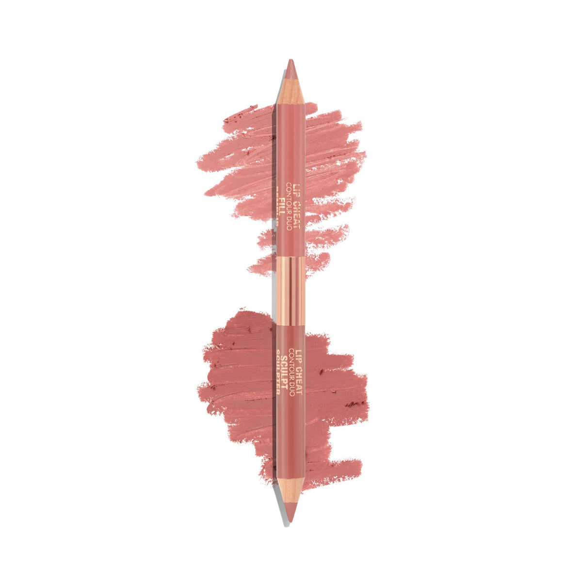 Charlotte Tilbury dual-ended pencil front view showing both caps and benefits