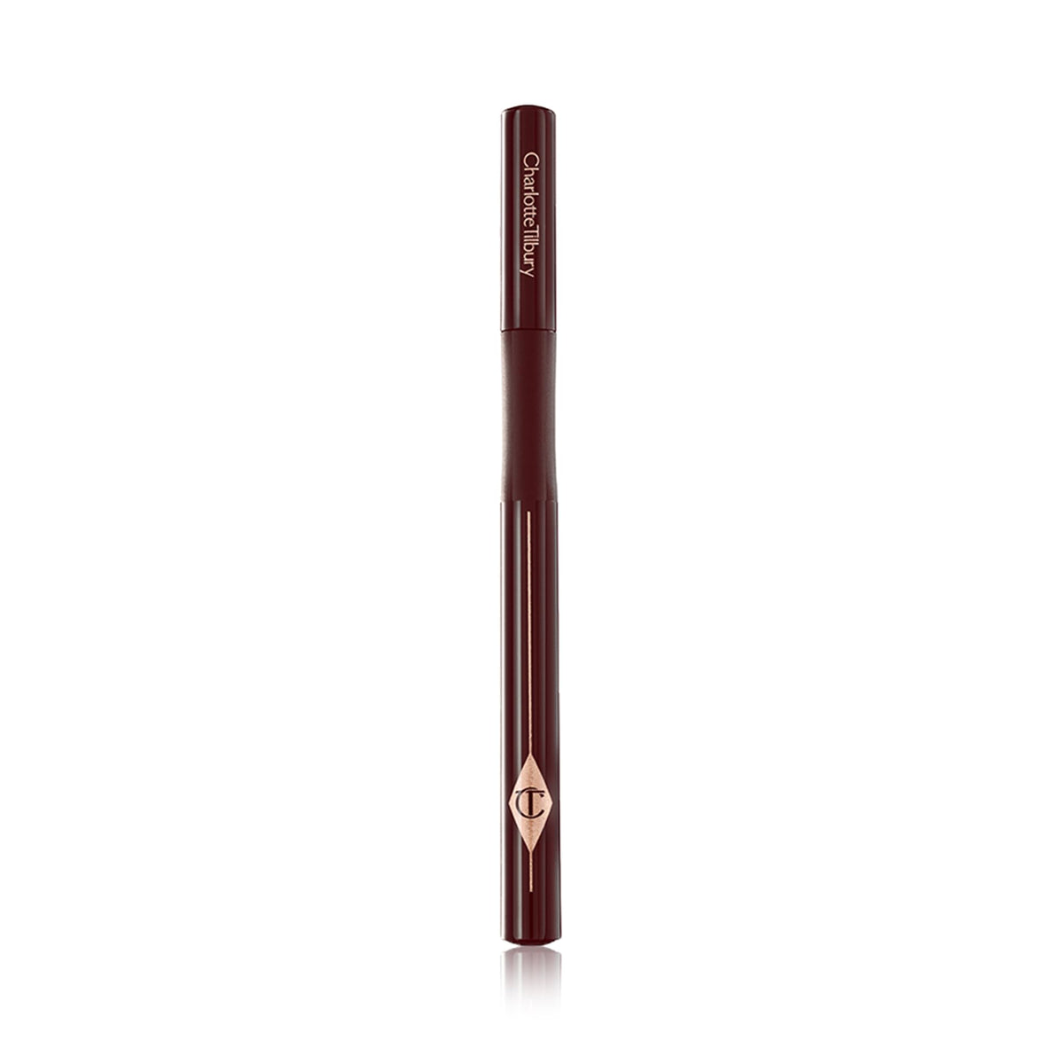 Charlotte Tilbury lifestyle image of flicked eyeliner showing chic, long-wear benefit