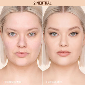 Charlotte Tilbury pump and cap detail highlighting easy, controlled dispensing