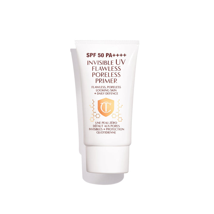 Charlotte Tilbury front packaging showing SPF 50 protection and sleek bottle