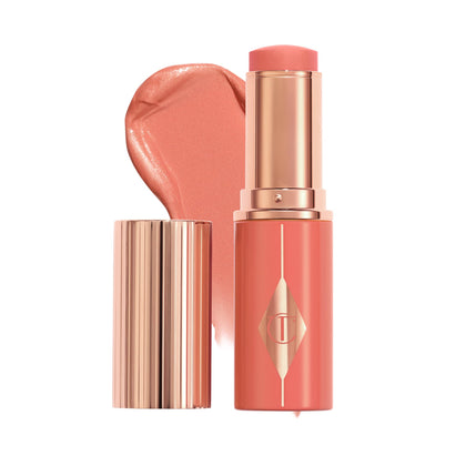 Charlotte Tilbury front view of blush stick showing compact design and easy glide