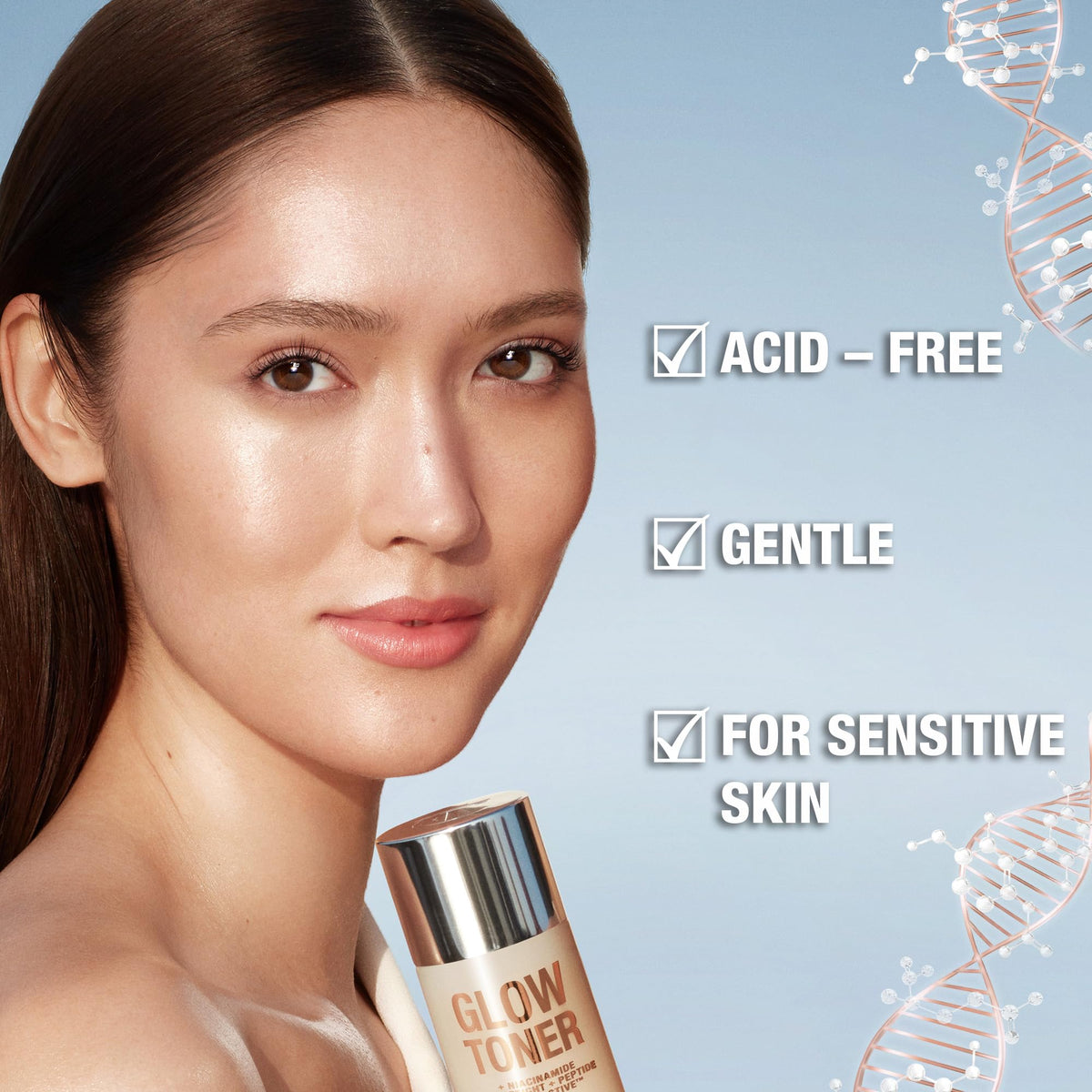 Charlotte Tilbury milky toner texture pouring to show lightweight hydration benefit