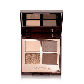 Charlotte Tilbury front palette view showing compact design and four shades for travel convenience