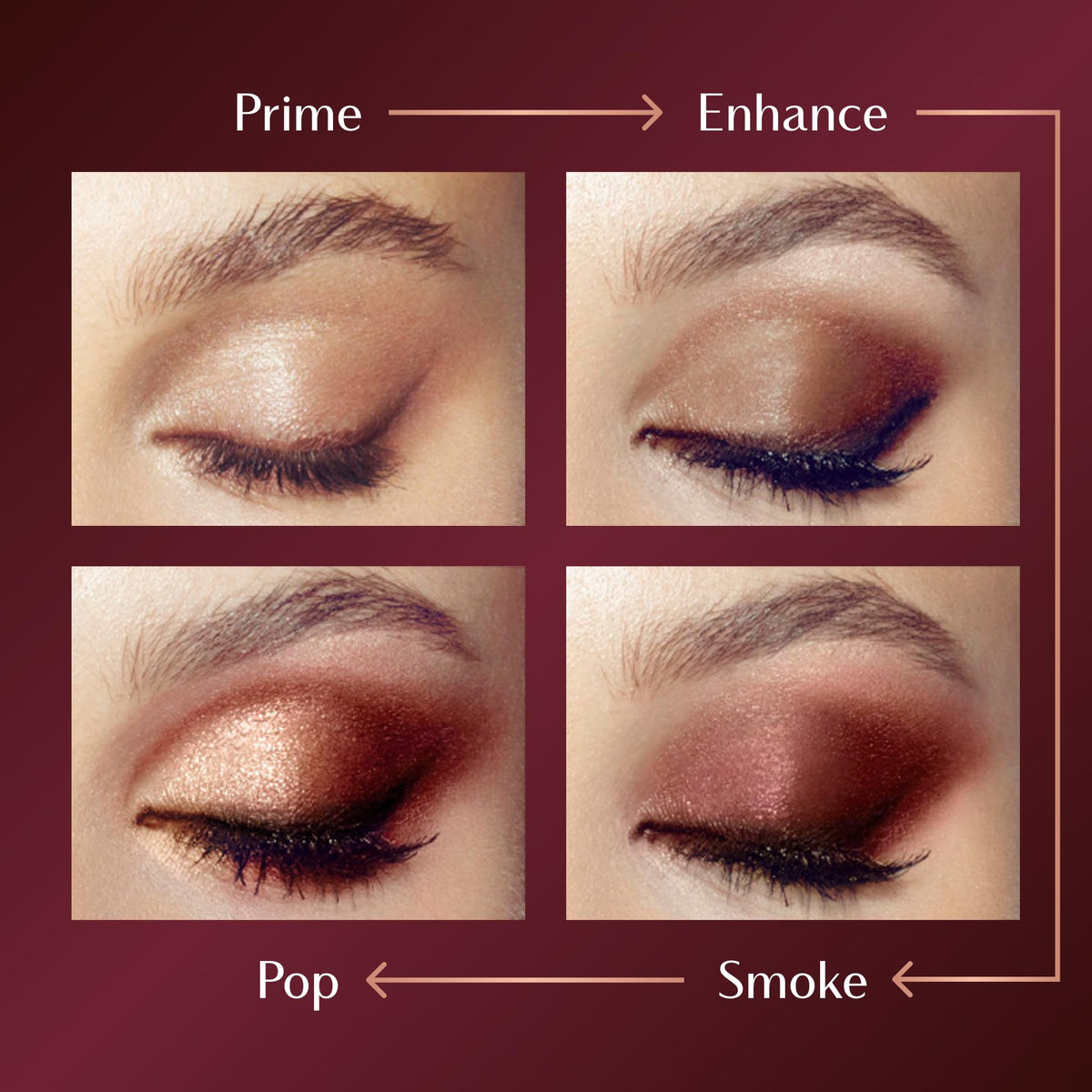 Charlotte Tilbury open pans revealing matte, satin and metallic shades for versatile looks