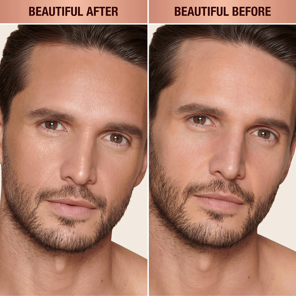 Charlotte Tilbury applied on model outdoors, showcases natural sun‑kissed radiance