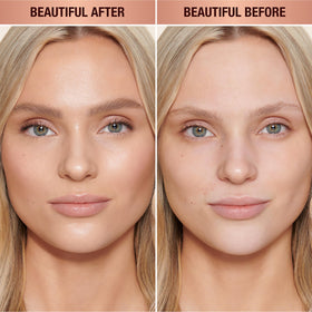 Charlotte Tilbury close-up of creamy texture, highlights hydrating, blendable finish