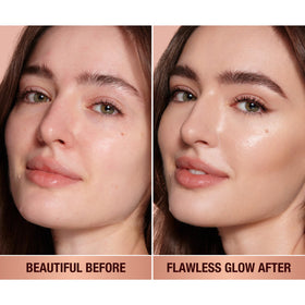 Charlotte Tilbury droplet of product dispensed to show liquid consistency and blendability