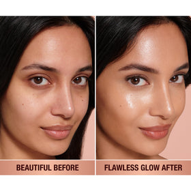Charlotte Tilbury pump dispensing product showing creamy liquid and easy control