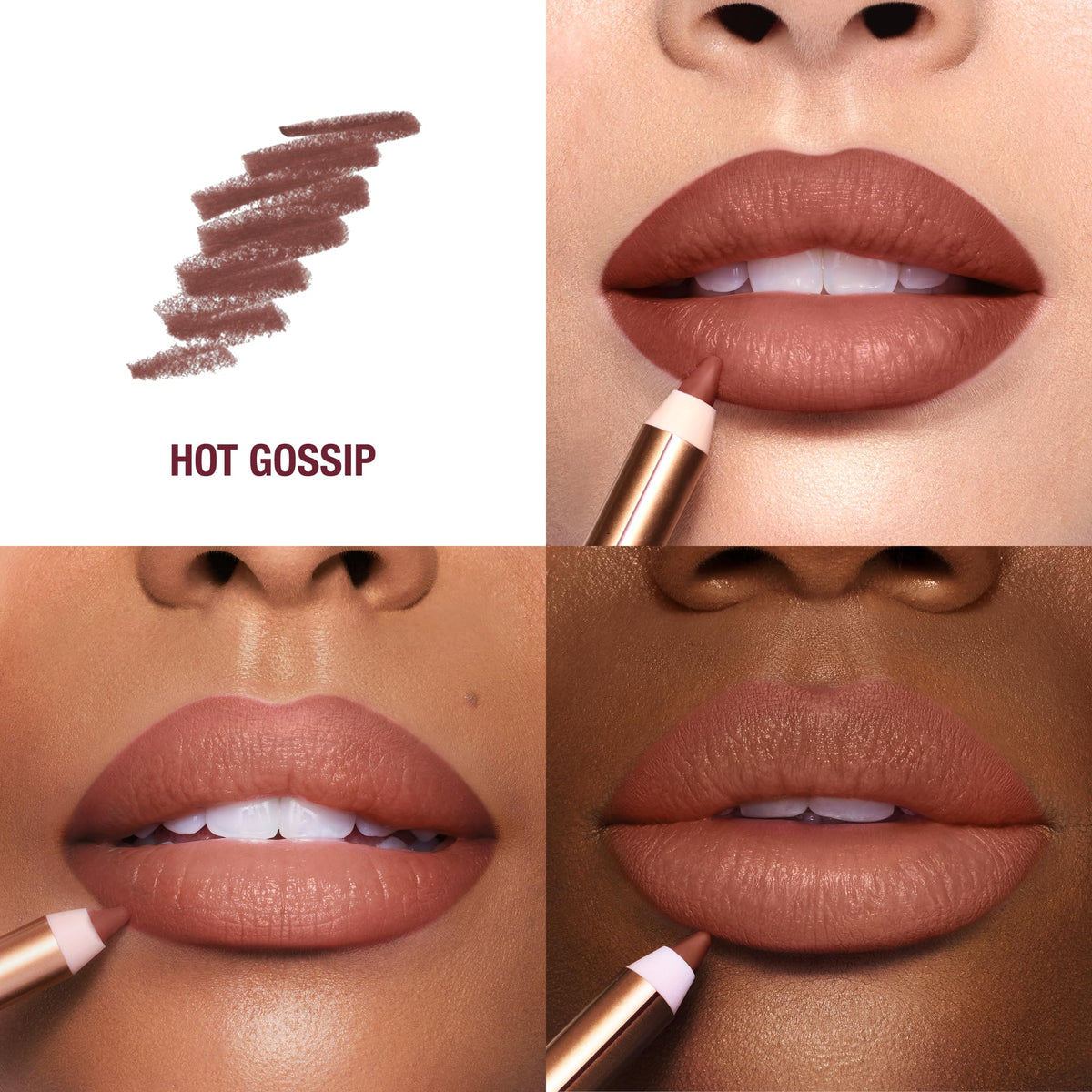 Charlotte Tilbury pencil tip close-up showing creamy formula for smooth application