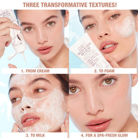 Charlotte Tilbury in-hand application showing gentle massage and effective cleansing