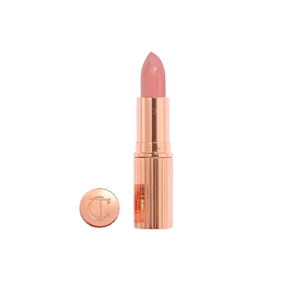 Charlotte Tilbury lipstick front packaging showing brand and shade, convenient and elegant