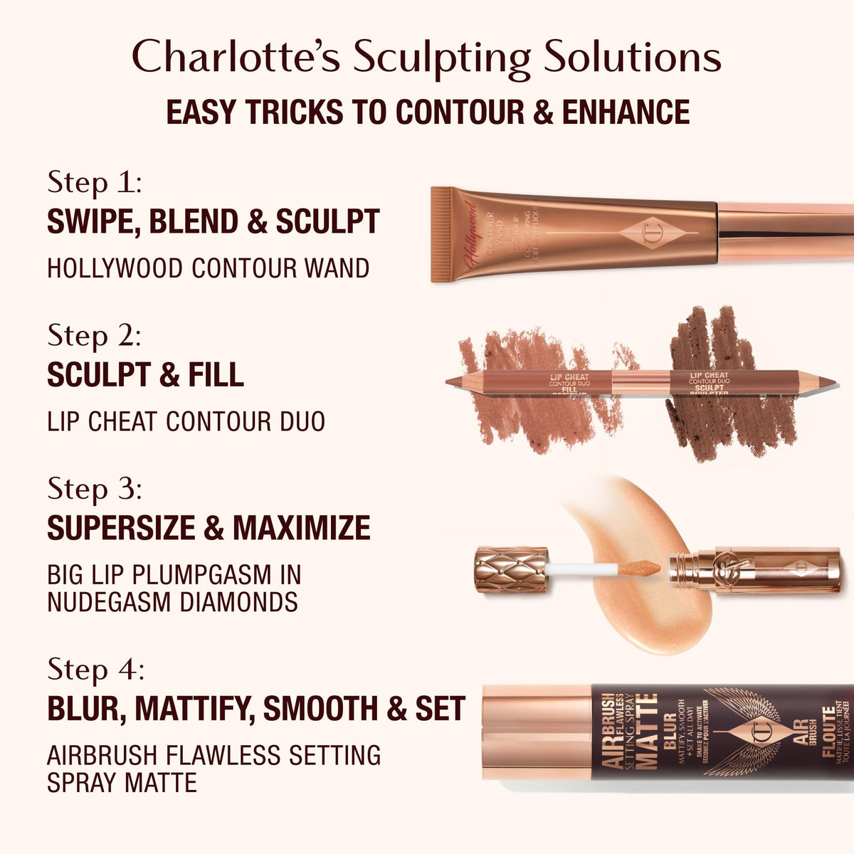 Charlotte Tilbury gloss inside a makeup bag lifestyle setting for on-the-go glazing