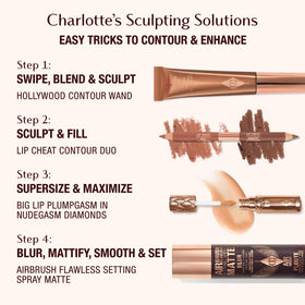 Charlotte Tilbury gloss inside a makeup bag lifestyle setting for on-the-go glazing