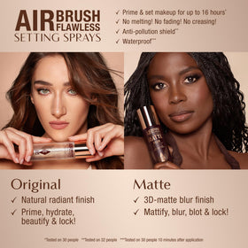 Charlotte Tilbury bottle styled on vanity conveying polished everyday use benefit