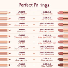 Charlotte Tilbury pencil next to lipstick showing pairing options for enhanced wear and color depth