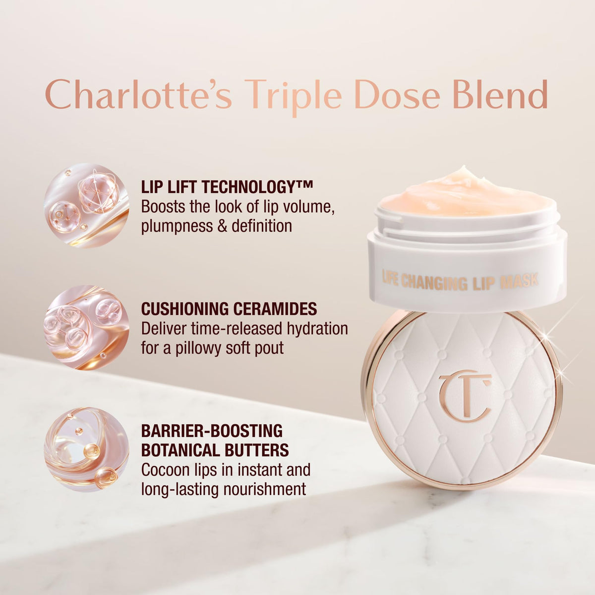 Charlotte Tilbury on a nightstand to show nightly-use routine and overnight restoration support