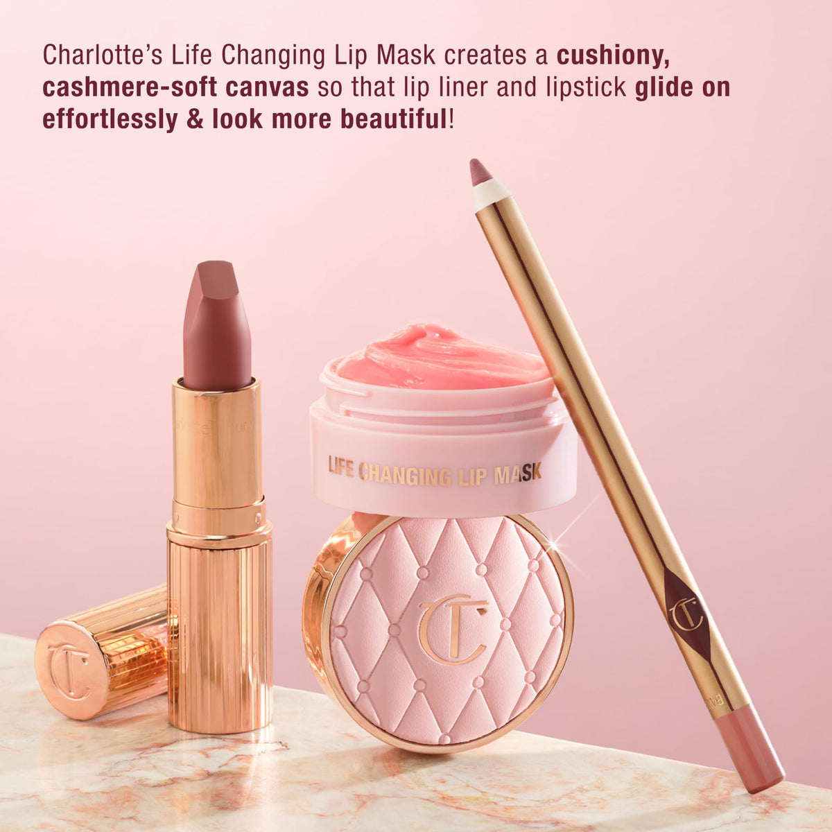 Charlotte Tilbury used as a primer under lipstick to improve color payoff and comfort
