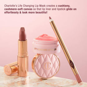 Charlotte Tilbury used as a primer under lipstick to improve color payoff and comfort