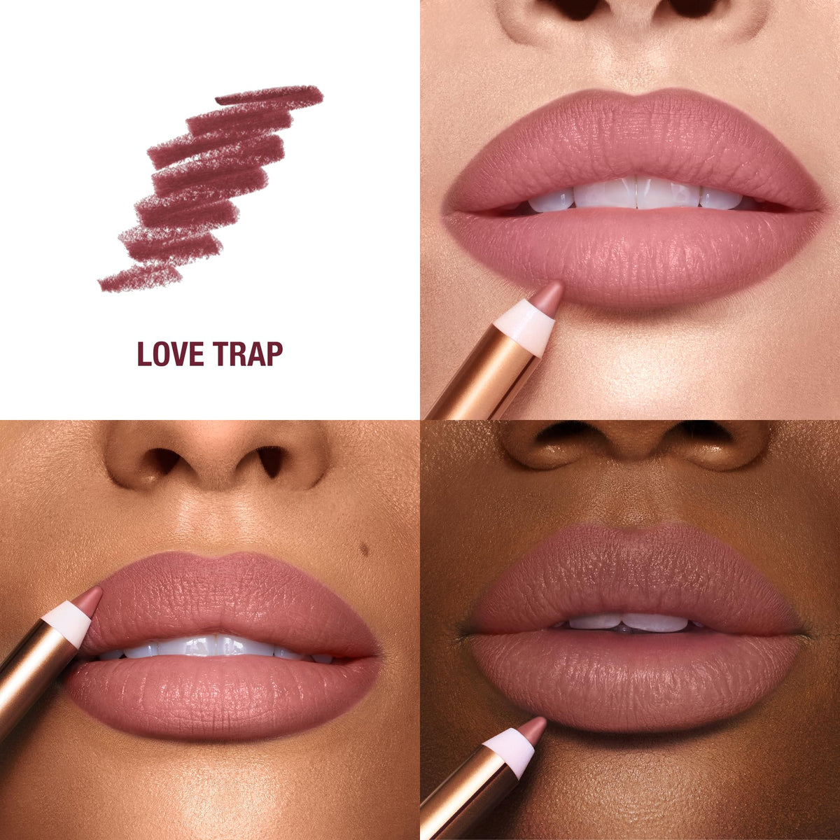 Charlotte Tilbury pencil tip close-up showing creamy glide and smooth application