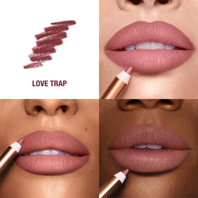 Charlotte Tilbury pencil tip close-up showing creamy glide and smooth application