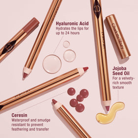 Charlotte Tilbury Love Trap paired with lipstick illustrating long-wear layering