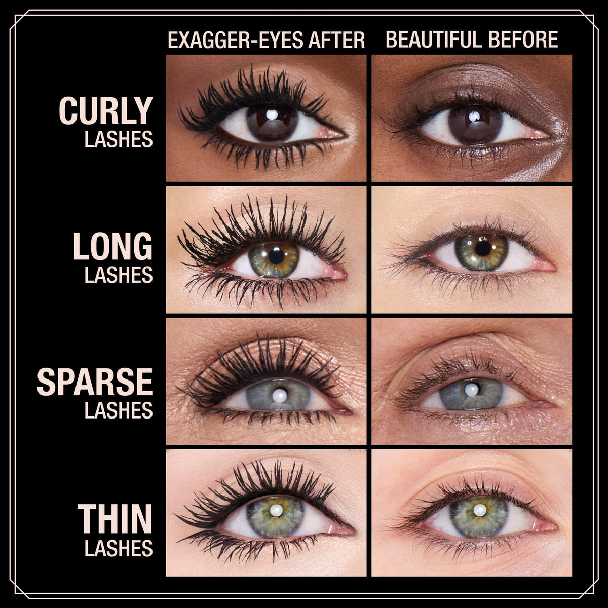 Charlotte Tilbury wand tip applying lower lashes for precise, clump-free definition