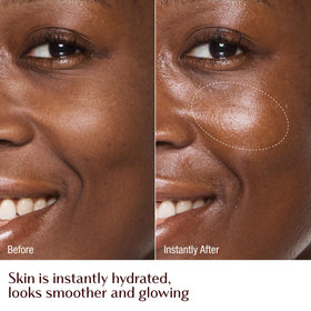 Charlotte Tilbury cream applied to hand demonstrating smoothing effect and quick absorbency