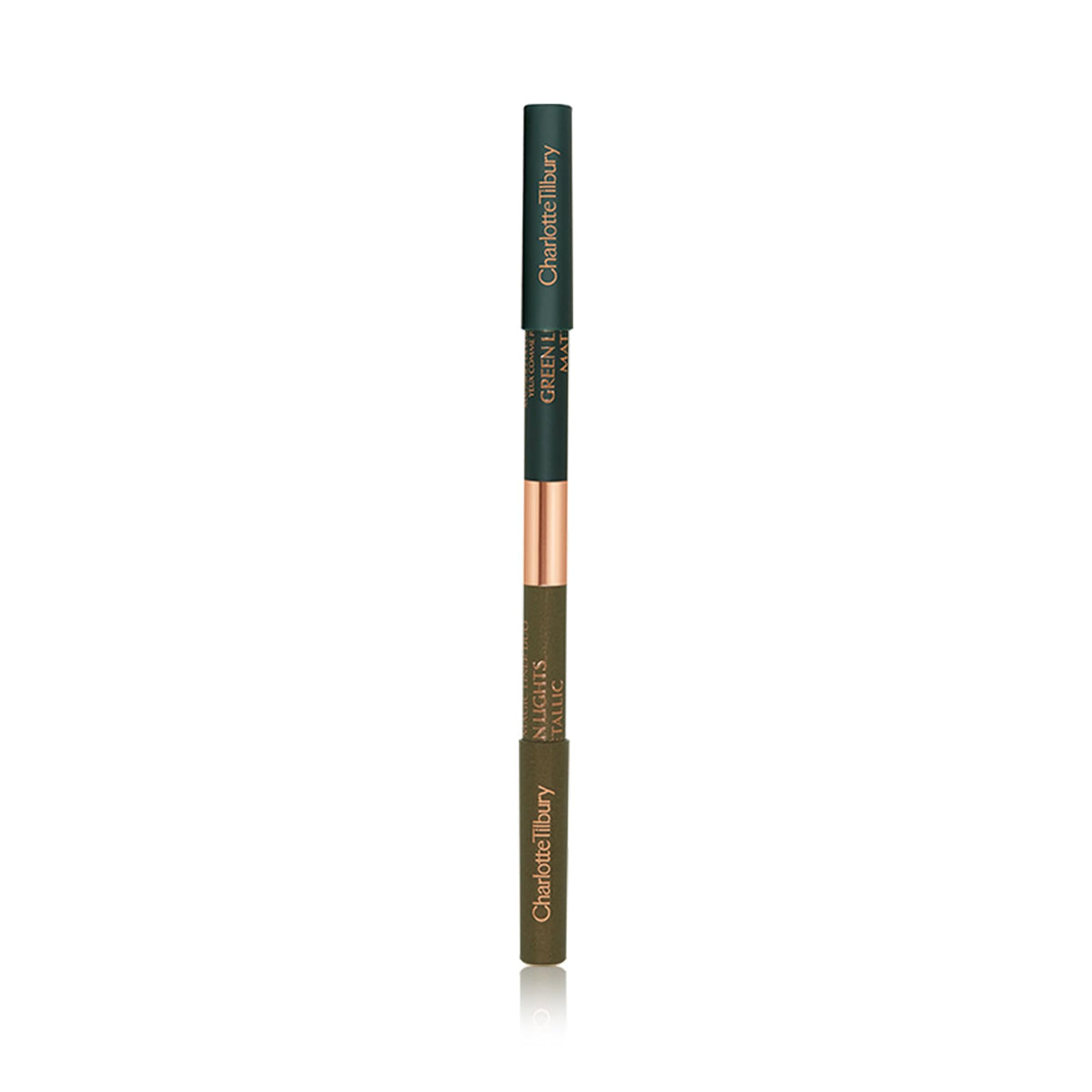 Charlotte Tilbury Magic Eyeliner held in hand for scale showing portable two-in-one benefit