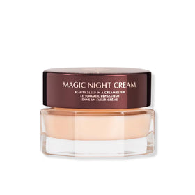 Charlotte Tilbury jar front view showing elegant packaging and travel size benefit