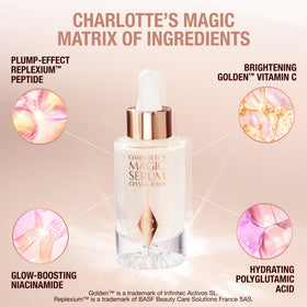 Charlotte Tilbury ingredients label highlighting peptides, Vitamin C and polyglutamic acid