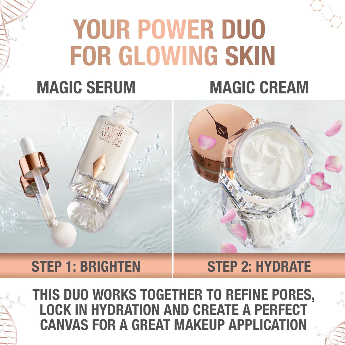 Charlotte Tilbury bottle on vanity showing everyday skincare routine inspiration
