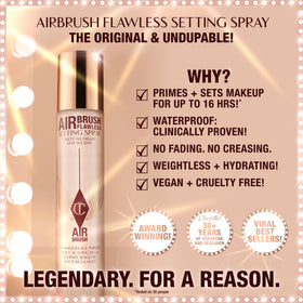 Charlotte Tilbury ultra-fine mist close-up demonstrating even, weightless coverage